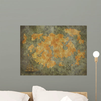 Treasure Map Wall Mural shown on a wall