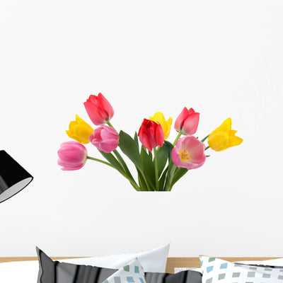 Beautiful Spring Tulips Wall Decal shown on a wall