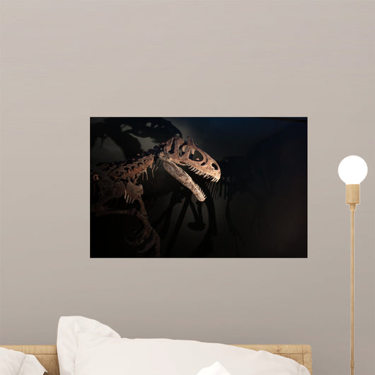 One Dinosaur Skeleton with Scary Shadows Wall Mural