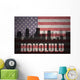 American Flag Honolulu Silhouette Wall Decal
