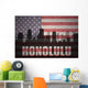 American Flag Honolulu Silhouette Wall Decal