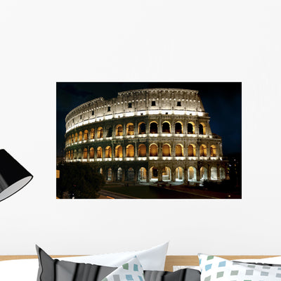 Roman Colosseum Night Wall Mural shown on a wall