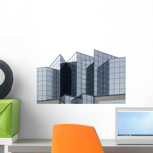 Angular Glass Office Building Exterior Wall Mural