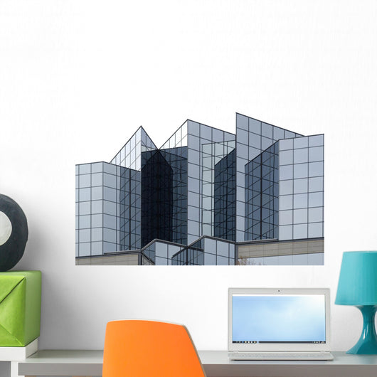 Angular Glass Office Building Exterior Wall Mural