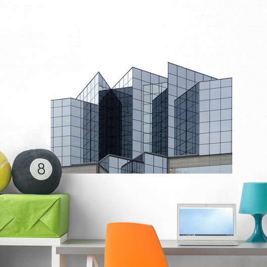 Angular Glass Office Building Exterior Wall Mural