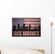 American Flag Des Moines Silhouette Wall Decal