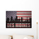 American Flag Des Moines Silhouette Wall Decal