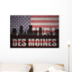 American Flag Des Moines Silhouette Wall Decal