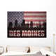 American Flag Des Moines Silhouette Wall Decal