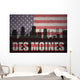 American Flag Des Moines Silhouette Wall Decal