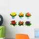 Potted Primrose Flowers Wall Stickers