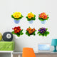 Potted Primrose Flowers Wall Stickers