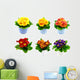 Potted Primrose Flowers Wall Stickers