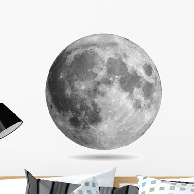 Realistic Full Moon Wall Decal shown on a wall