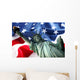 NY Statue of Liberty against a flag of USA Wall Mural
