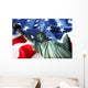 NY Statue of Liberty against a flag of USA Wall Mural