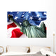 NY Statue of Liberty against a flag of USA Wall Mural