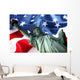 NY Statue of Liberty against a flag of USA Wall Mural