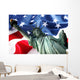 NY Statue of Liberty against a flag of USA Wall Mural