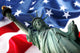 NY Statue of Liberty against a flag of USA Wall Mural