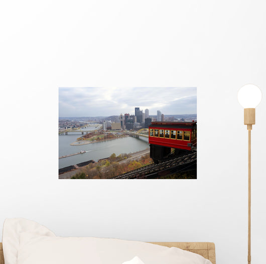 Duquesne Incline with Pittsburgh skyline Wall Mural