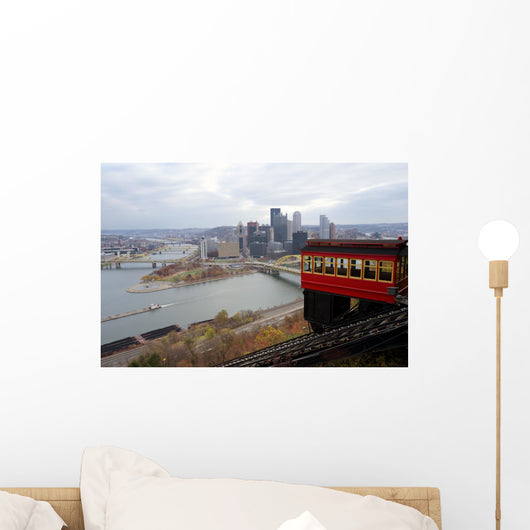 Duquesne Incline with Pittsburgh skyline Wall Mural