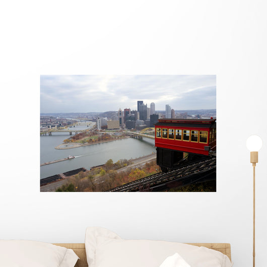 Duquesne Incline with Pittsburgh skyline Wall Mural