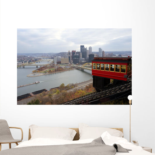 Duquesne Incline with Pittsburgh skyline Wall Mural