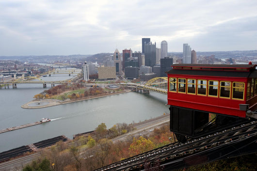 Duquesne Incline with Pittsburgh skyline Wall Mural