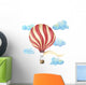 Watercolor Red & White Hot Air Balloon Wall Decal Sticker Set
