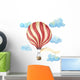 Watercolor Red & White Hot Air Balloon Wall Decal Sticker Set