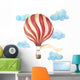 Watercolor Red & White Hot Air Balloon Wall Decal Sticker Set