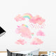 Pink Clouds Watercolor Unicorn Wall Decal Sticker Set