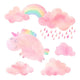 Pink Clouds Watercolor Unicorn Wall Decal Sticker Set