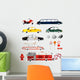 Watercolor Emergency Vehicles Cars Wall Decal Sticker Set