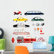 Watercolor Emergency Vehicles Cars Wall Decal Sticker Set