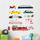 Watercolor Emergency Vehicles Cars Wall Decal Sticker Set