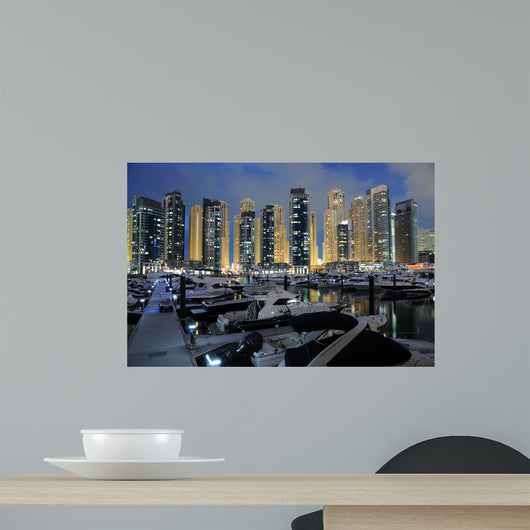 Dubai Marina at night, United Arab Emirates Wall Mural