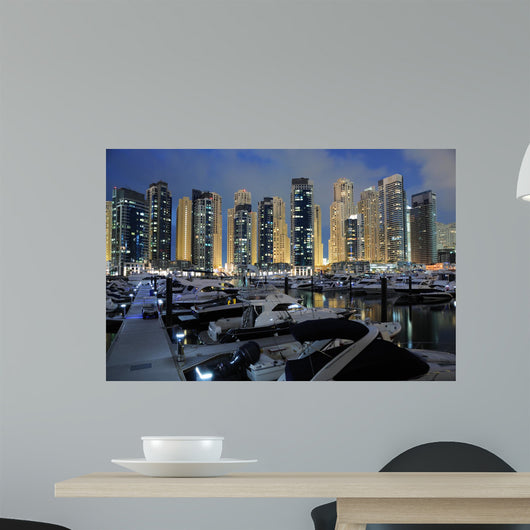 Dubai Marina at night, United Arab Emirates Wall Mural