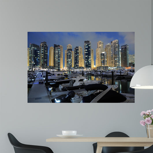 Dubai Marina at night, United Arab Emirates Wall Mural