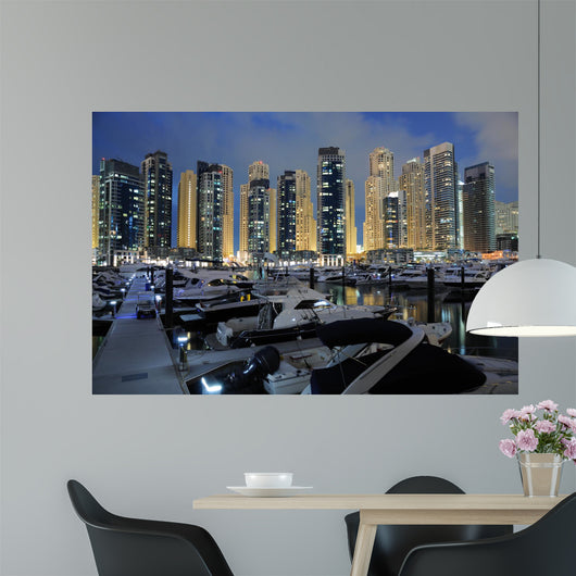 Dubai Marina at night, United Arab Emirates Wall Mural