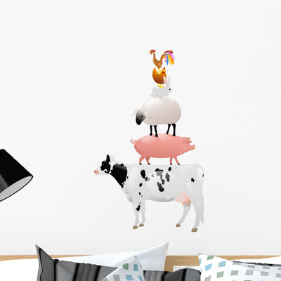 Animals Farm Wall Decal shown on a wall