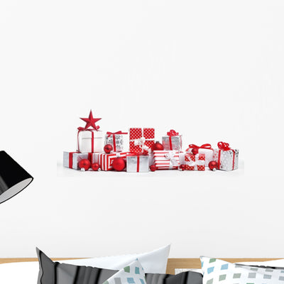 Christmas Gifts Decoration Wall Decal shown on a wall