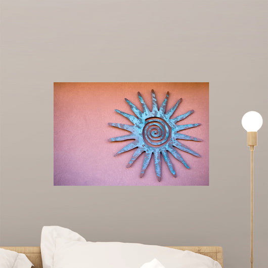Mexican ornament of sun disc on the wall Wall Mural