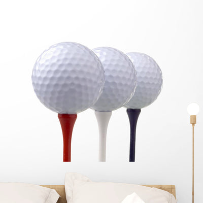 Golf Balls and Tees Wall Decal shown on a wall