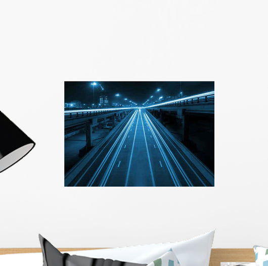 Night Highway with Viaducts Wall Decal