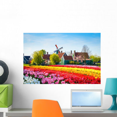 Landscape with Tulips Zaanse Wall Decal shown on a wall