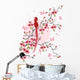 Cherry blossom and bird background Wall Mural