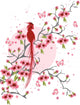 Cherry blossom and bird background Wall Mural