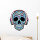 Teal Headphones Sugar Skull Wall Decal